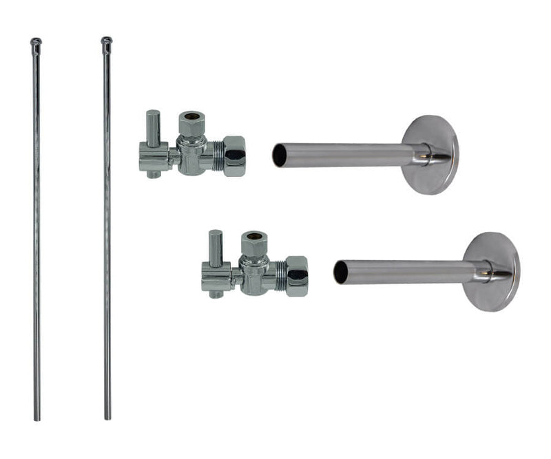 Mountain Plumbing MT593BL-NL Lavatory Supply Kit - Mini Lever Handle with 1/4 Turn Ball Valve - Angle, Cover Tubes - Parent