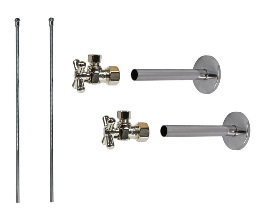 Mountain Plumbing MT593BX-NL Lavatory Supply Kit - Brass Cross Handle with 1/4 Turn Ball Valve - Angle, Cover Tubes - Parent