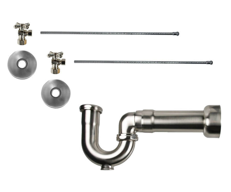 Mountain Plumbing MT621MASS-NL Lavatory Supply Kit w/Massachusetts P-Trap Angle Mini Cross Handle 1/2" Compression Inlet - Parent