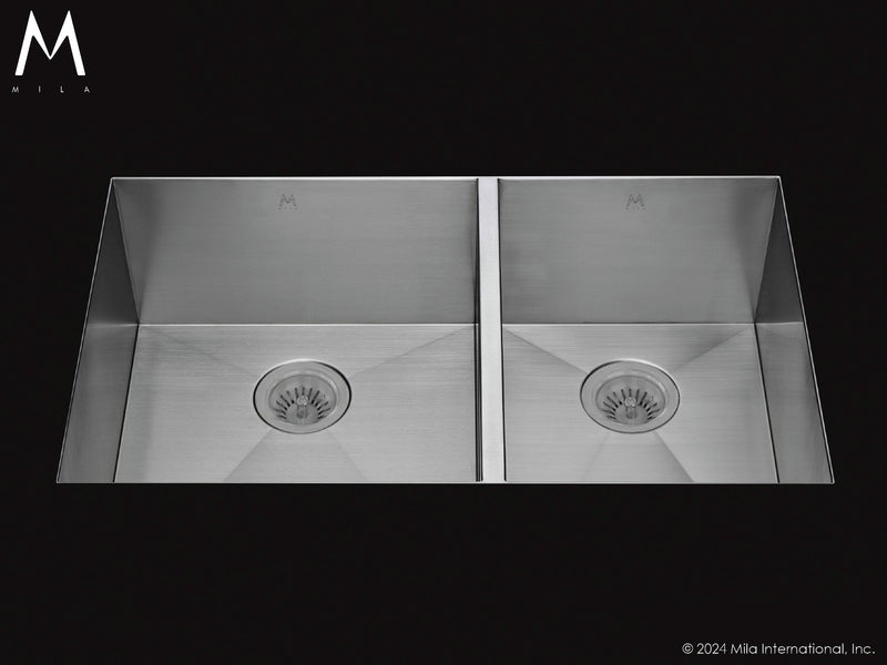 Mila MUD-503SB Flatiron Double Bowl Sink