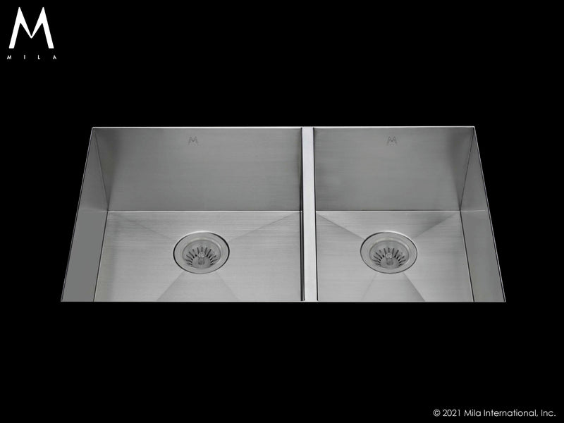 Mila MUD-652SB Flatiron Double Bowl Sink