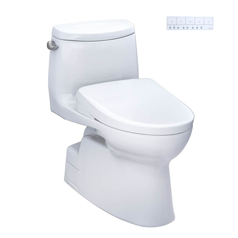 Toto MW6144726CEFGA#01 Washlet Carlyle Ii One-Piece Elongated 1.28 GPF Toilet With Auto Flush Washlet S7 Contemporary Bidet Seat
