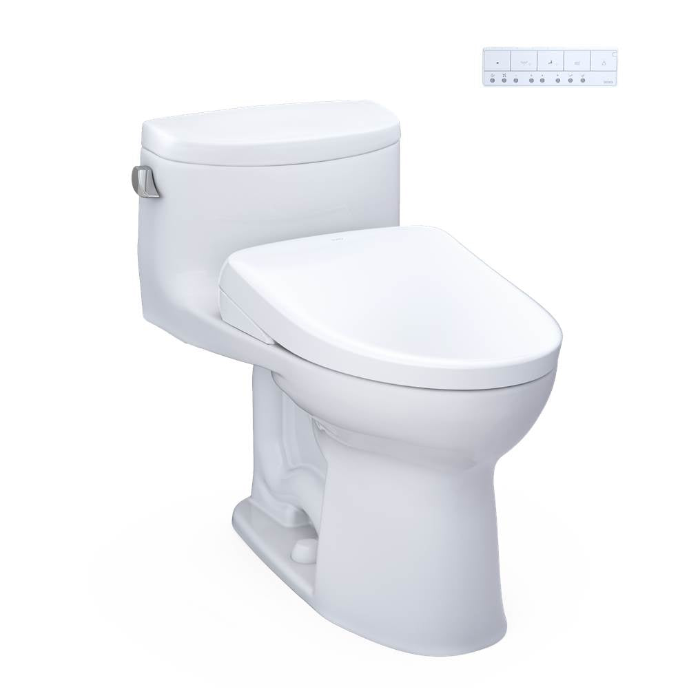 Toto MW6344726CEFG#01 Washlet Supreme Ii One-Piece Elongated 1.28 GPF Toilet and Washlet S7 Contemporary Bidet Seat