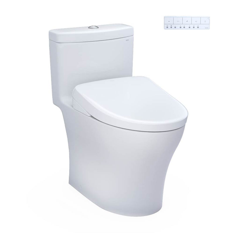 Toto MW6464726CEMFGN#01 Washlet Aquia Iv One-Piece Elongated Dual Flush 1.28 and 0.9 GPF Toilet With S7 Contemporary Electric Bidet Seat