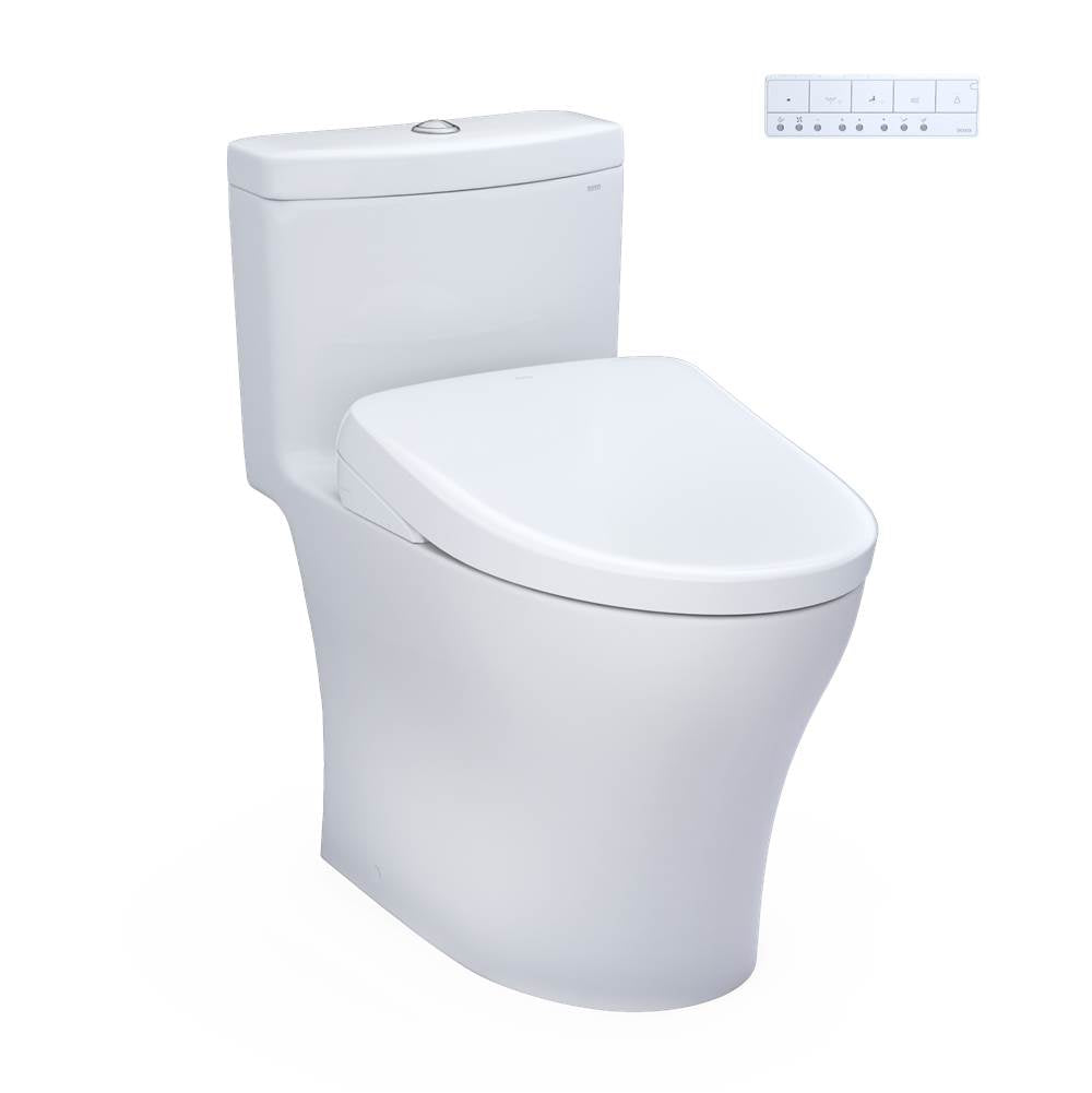 Toto MW6464736CEMFGNA#01 Washlet Aquia Iv One-Piece Elongated Dual Flush 1.28 and 0.9 GPF Toilet With Auto Flush S7A Contemporary Bidet Seat