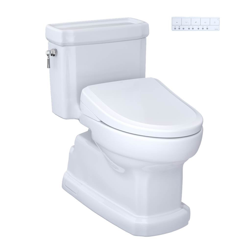 Toto MW9744734CEFGA#01 Washlet Eco Guinevere Elongated 1.28 GPF Universal Height Toilet, S7A Classic Bidet Seat With Autoflush and Auto Open/Close