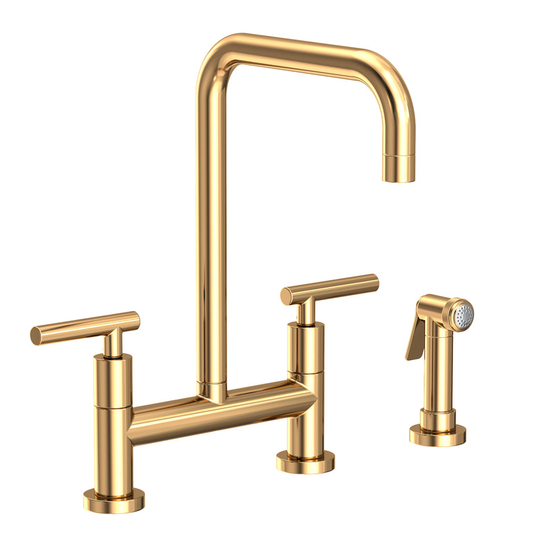 Newport Brass 1400-5413 East Square Kitchen Bridge Faucet with Side Spray