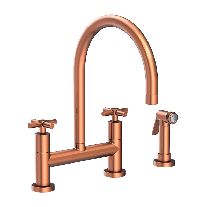 Newport Brass 1500-5412 East Linear Kitchen Bridge Faucet with Side Spray