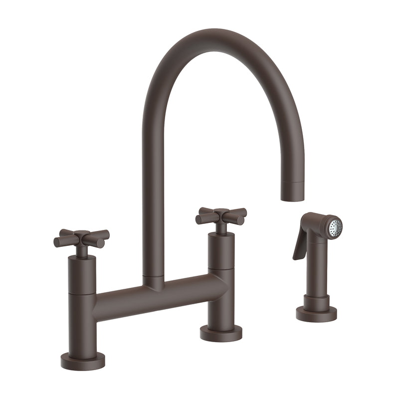 Newport Brass 1500-5412 East Linear Kitchen Bridge Faucet with Side Spray
