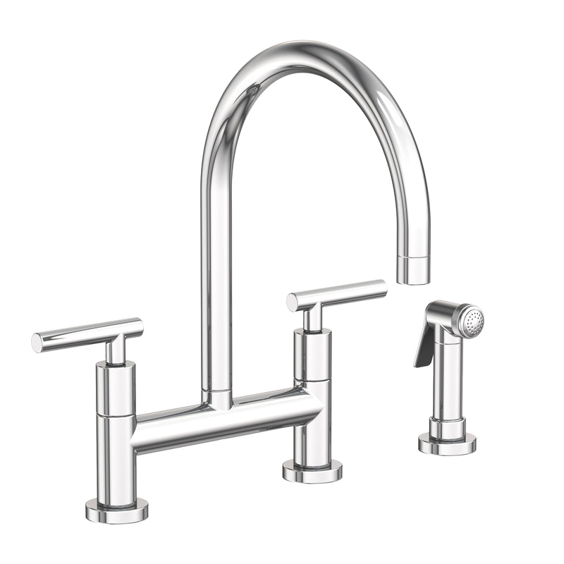 Newport Brass 1500-5413 East Linear Kitchen Bridge Faucet with Side Spray