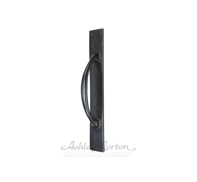 Ashley Norton NB.1155 Cranked Pull Handle On Plate - Natural Bronze