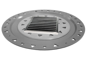 Infinity Drain NDB 4-P 4” x 4” ND 4 - Strainer - Lines Pattern & 2" Throat w/PVC Bonded Flange 2”, 3”, & 4” Outlet