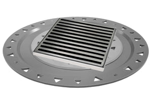 Infinity Drain NDB 5-A 5” x 5” ND 5 - Strainer - Lines Pattern & 2" Throat w/ABS Bonded Flange 2”, 3”, & 4” Outlet