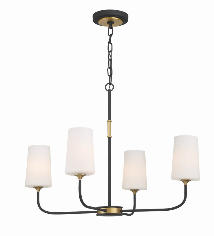 Crystorama NIL-70014-BF-MG Niles 4 Light Chandelier - Black Forged and Modern Gold
