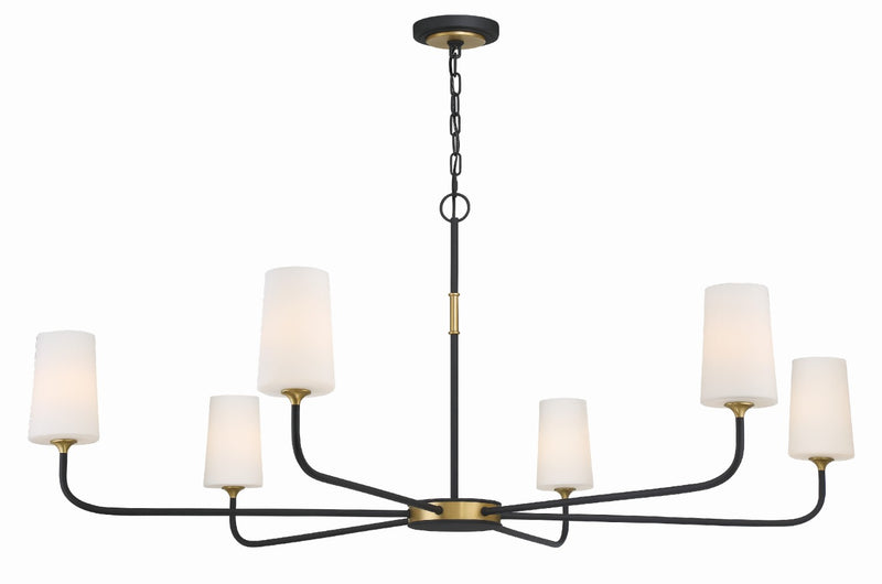 Crystorama NIL-70016-BF-MG Niles 6 Light Chandelier - Black Forged and Modern Gold