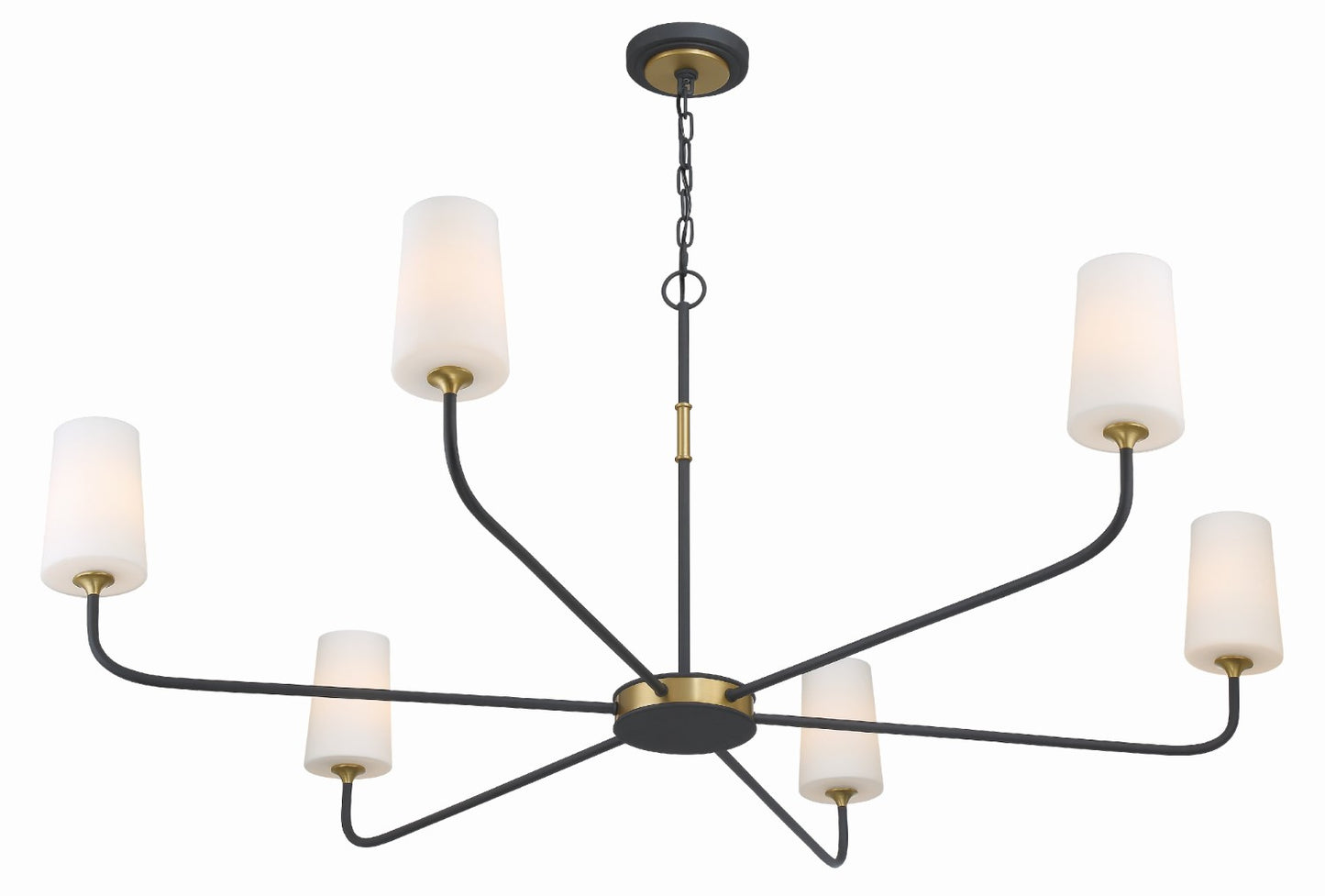 Crystorama NIL-70016-BF-MG Niles 6 Light Chandelier - Black Forged and Modern Gold