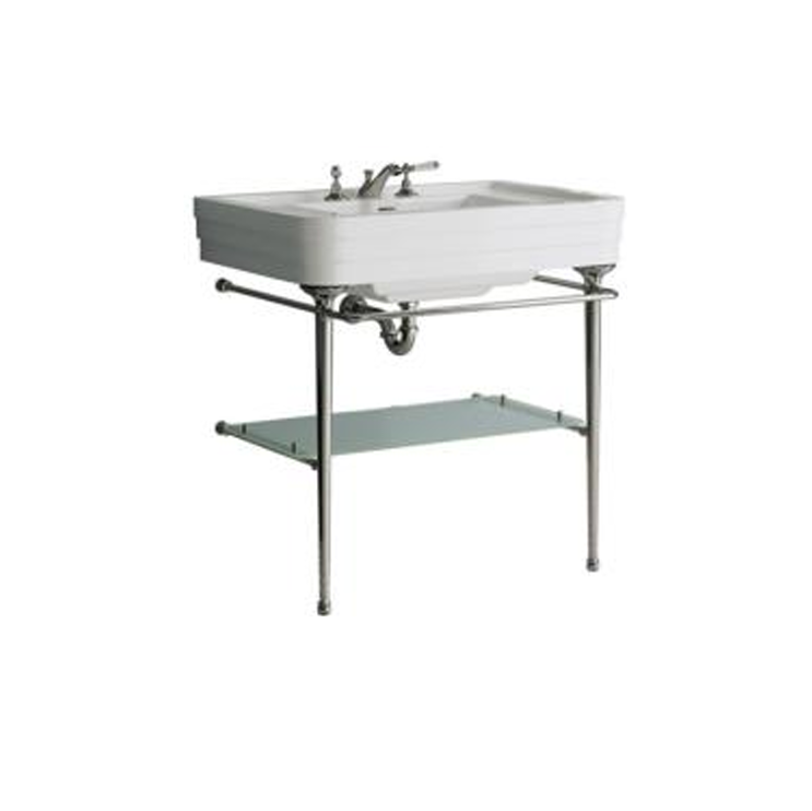 Devon & Devon NOBEL3F Console with ceramic top and washbasin, shelf in extra-light transparent glass, 3 hole