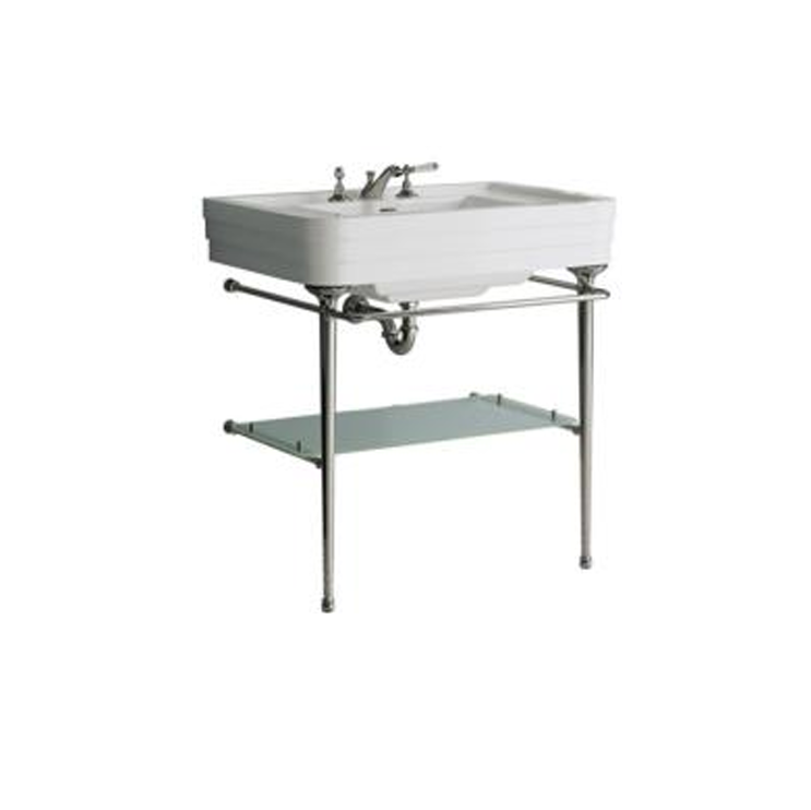Devon & Devon NOBEL3F Console with ceramic top and washbasin, shelf in extra-light transparent glass, 3 hole