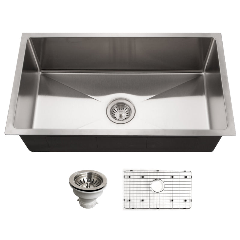 Houzer NOG-4150-20 Nouvelle 31 Inch Stainless Steel Undermount Single Bowl Kitchen Sink
