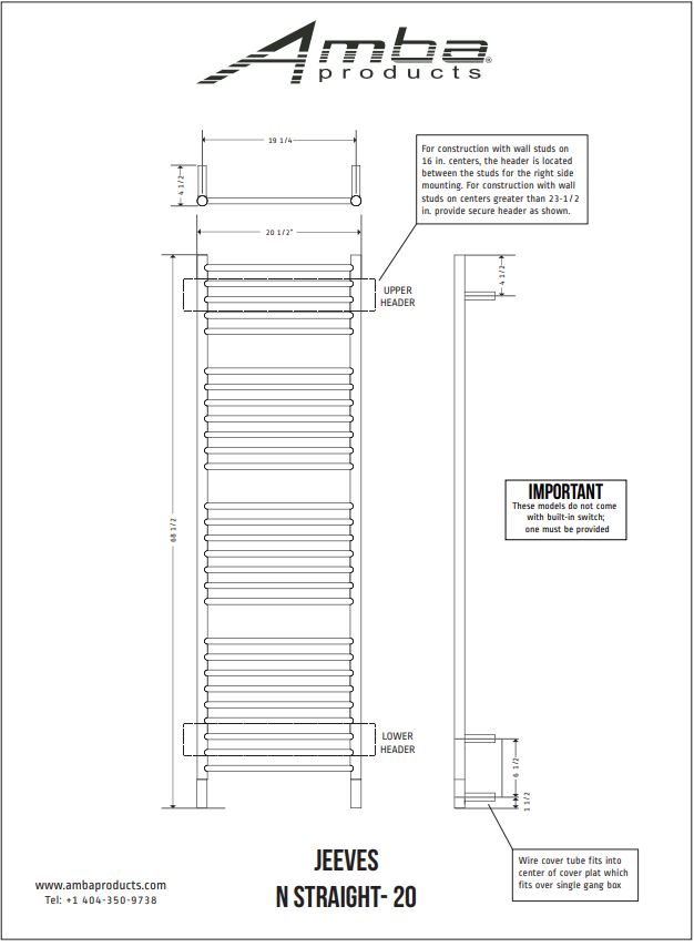 Amba NS-20 Model N Straight  - 20 Width - Parent