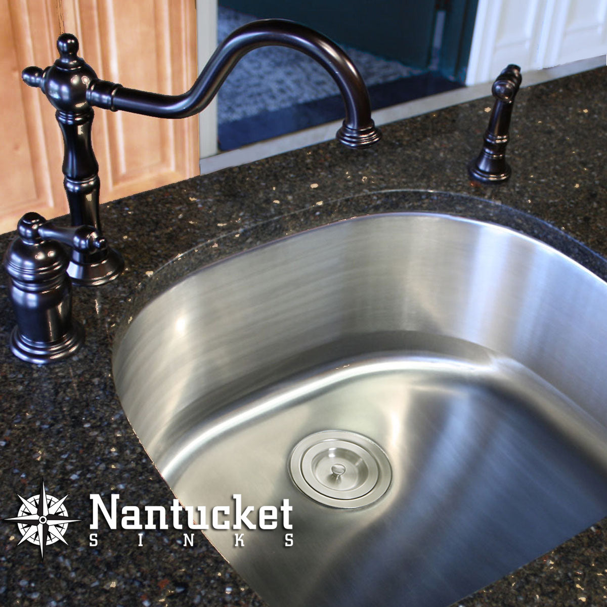 Nantucket Sinks NS03i-16 NS03i-16 Sconset 23-Inch D-Bowl Undermount Stainless Steel Kitchen Sink, 16 Gauge