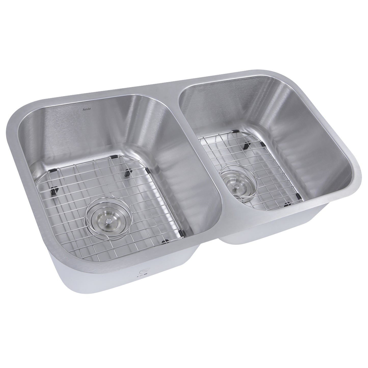 Nantucket Sinks NS10i-16 32.5 Inch Double Bowl Equal Undermount Stainless Steel Kitchen Sink, 16 Gauge