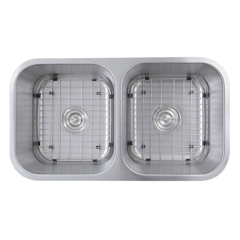 Nantucket Sinks NS10i-16 32.5 Inch Double Bowl Equal Undermount Stainless Steel Kitchen Sink, 16 Gauge