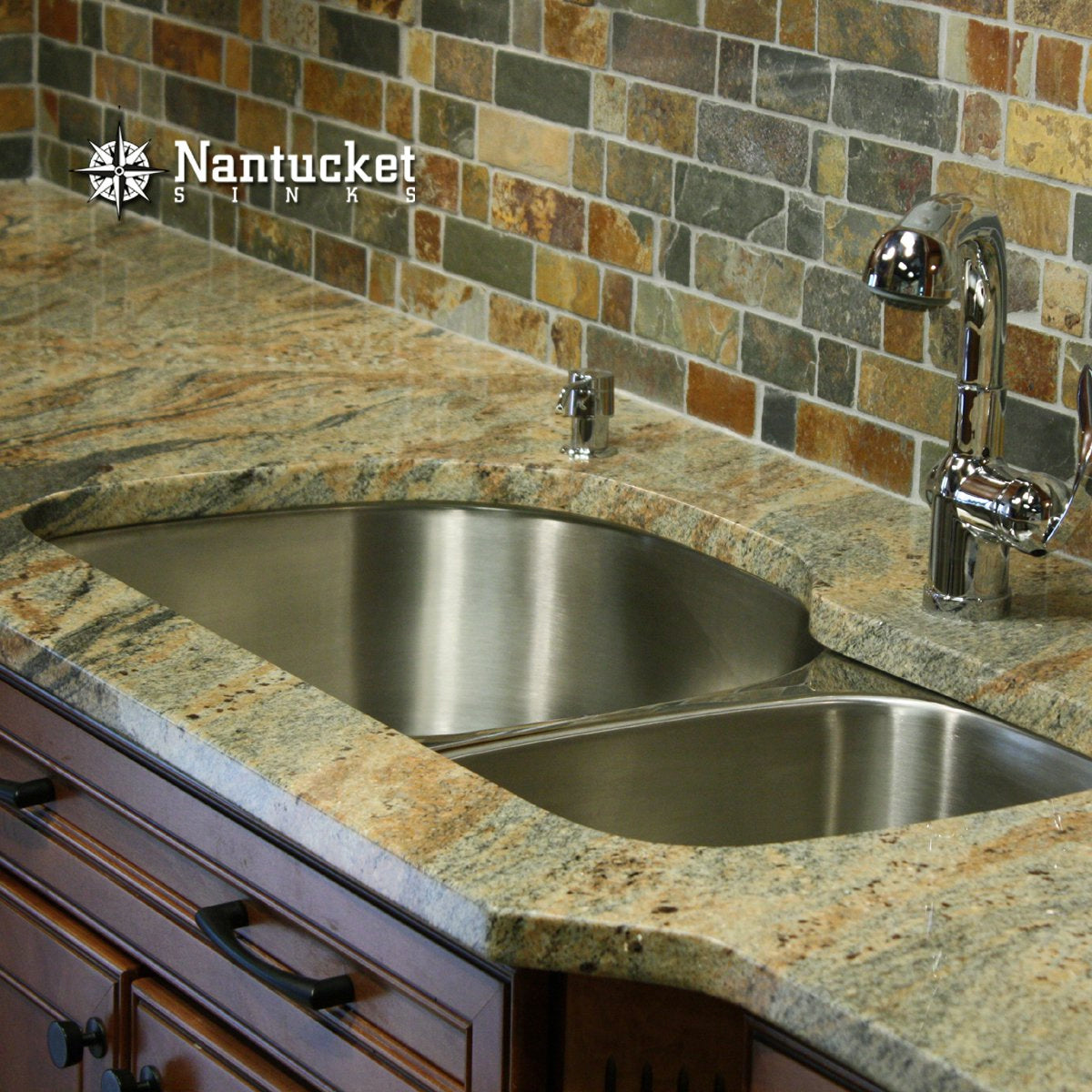 Nantucket Sinks NS3121-16 NS3121-16 - 31.5 Inch 70/30 Double bowl Undermount Stainless Steel Kitchen Sink, 16 Gauge