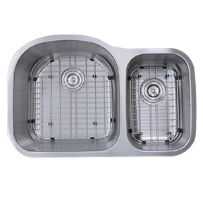 Nantucket Sinks NS3121-16 NS3121-16 - 31.5 Inch 70/30 Double bowl Undermount Stainless Steel Kitchen Sink, 16 Gauge