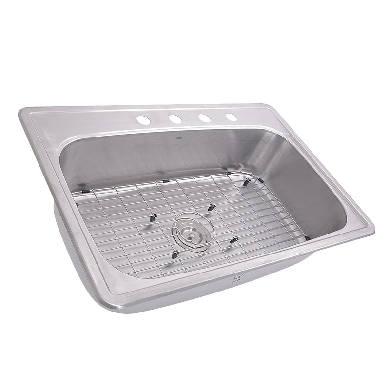Nantucket Sinks NS3322-8 NS3322-8  33 Inch Large Rectangle Single Bowl 18 Gauge Stainless Steel Drop In Kitchen Sink
