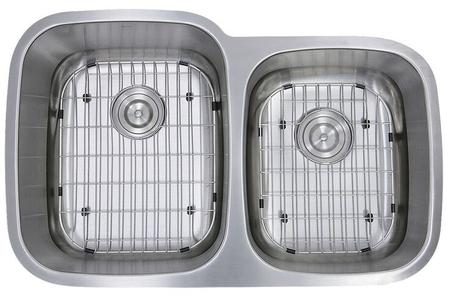 Nantucket Sinks NS503-16-CB 60/40 Double Bowl 16 Gauge Kitchen Sink with Cutting Board, Grids and Colander Drains