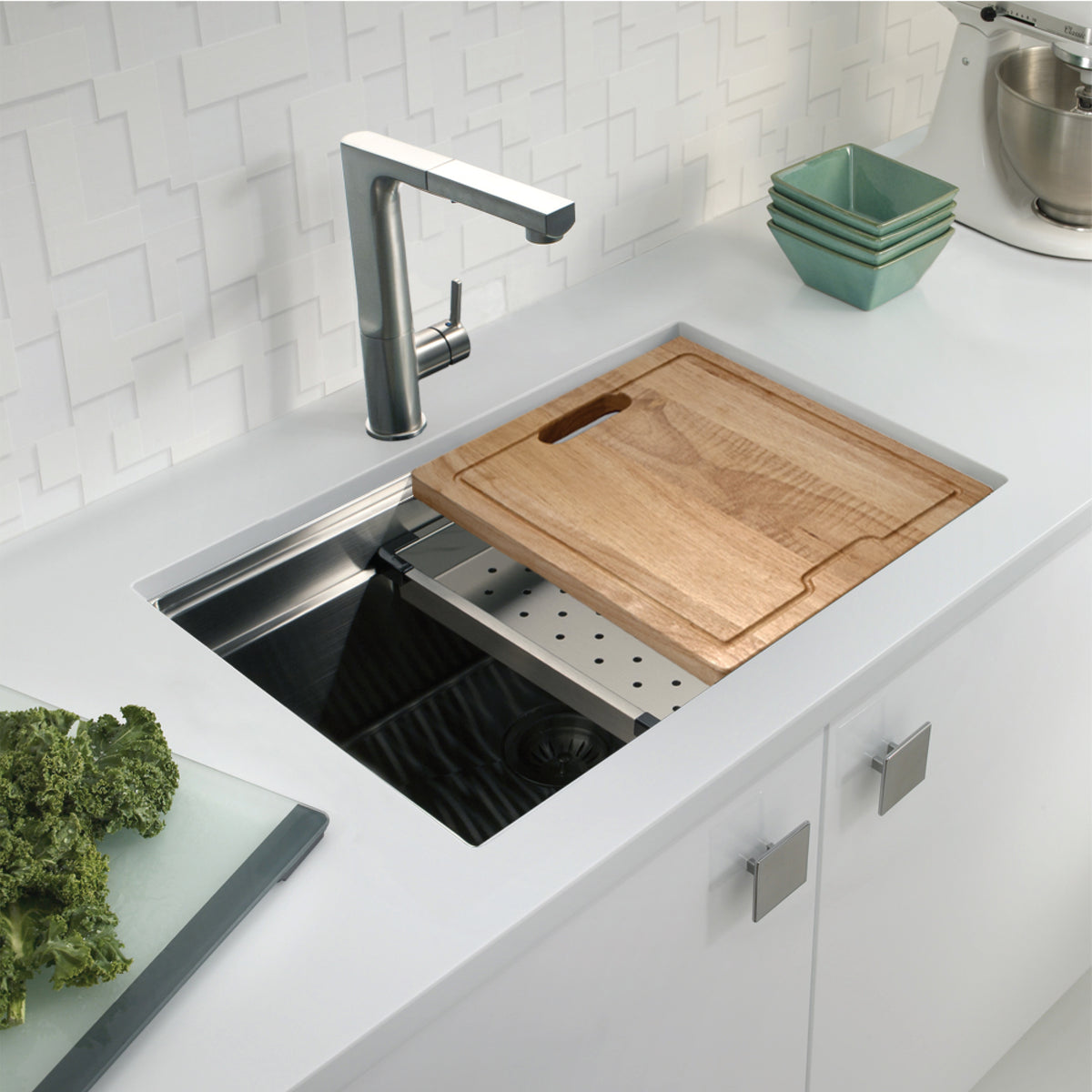 Houzer Novus 18 Gauge Stainless Steel Undermount Dual Platform Workstation Kitchen Sink - Parent