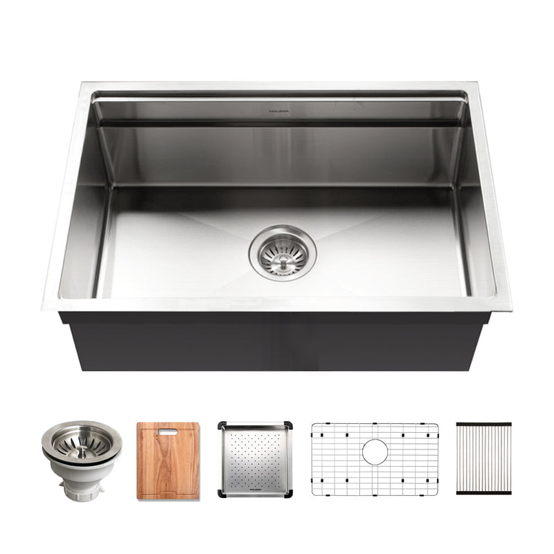 Houzer Novus 18 Gauge Stainless Steel Undermount Dual Platform Workstation Kitchen Sink - Parent