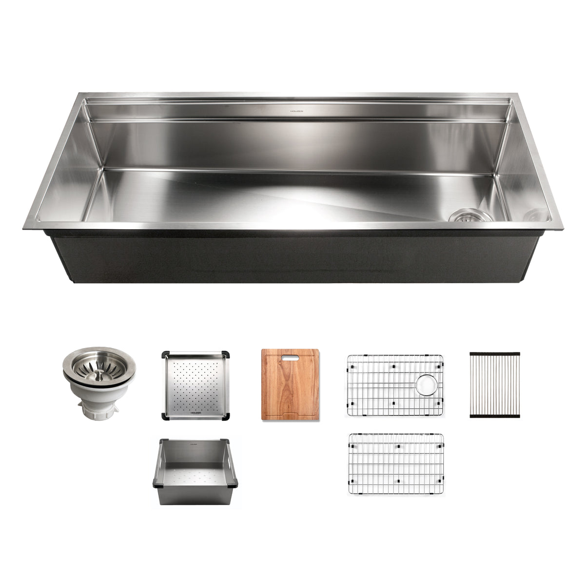 Houzer NVS-6500 45 Inch Novus 18 Gauge Stainless Steel Undermount Dual Platform Workstation Single Bowl Kitchen Sink