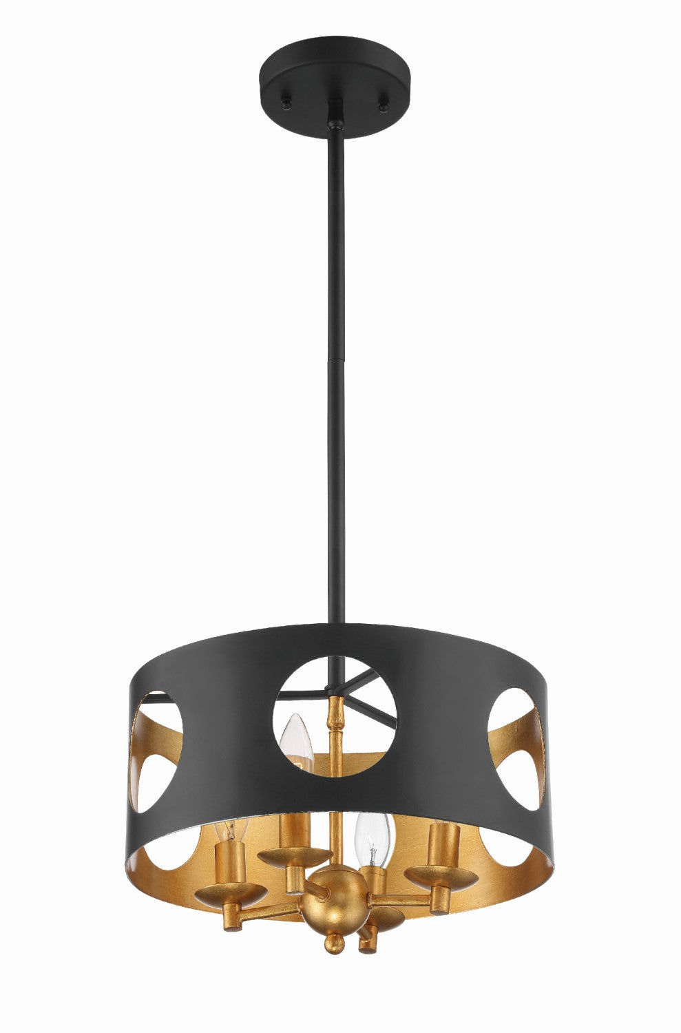 Crystorama ODE-700-BK-GA Odelle 4 Light Pendant - Black and Antique Gold