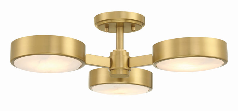 Crystorama ORS-733-MG-ST Orson 3 Light Semi Flush Mount - Modern Gold