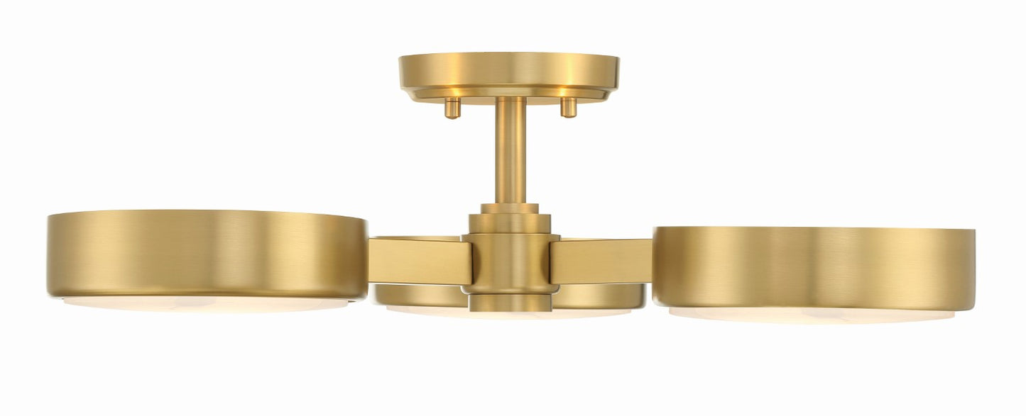 Crystorama ORS-733-MG-ST Orson 3 Light Semi Flush Mount - Modern Gold