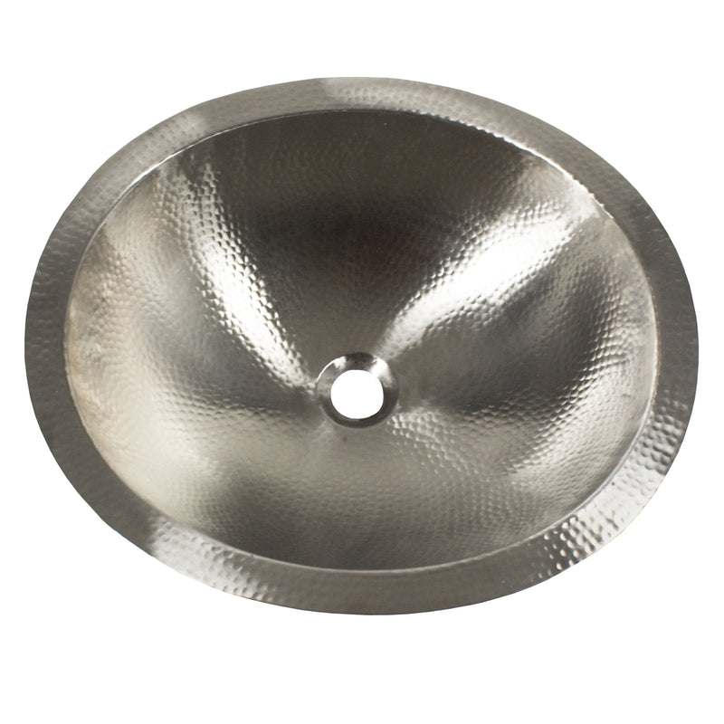 Nantucket Sinks OVS2017 OVS2017 19.75 Inch Hand Hammered Matte Stainless Steel Oval Bathroom Sink