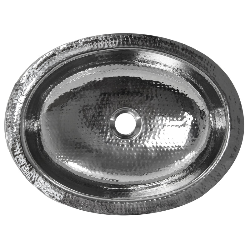 Nantucket Sinks OVS 17.75 Inch x 13.75 Inch Hand Hammered Oval Undermount Bathroom Sink