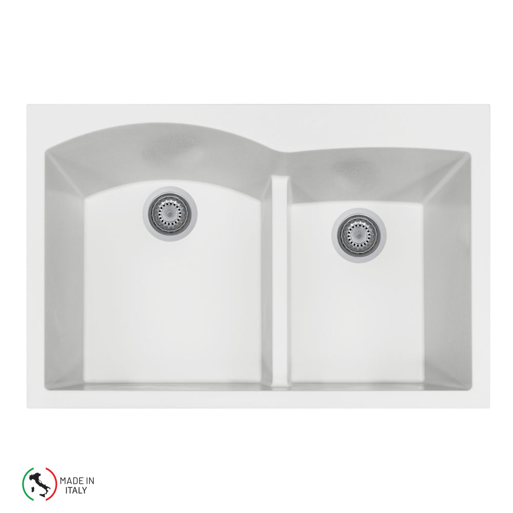 Houzer P-175U Cassiano Italian 33 inch Cloud Undermount 60/40 Double Bowl Granite Kitchen Sink - Parent