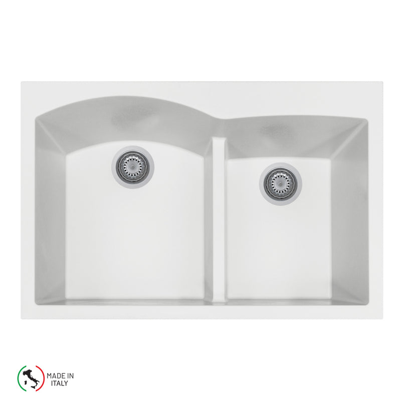 Houzer P-175U Cassiano Italian 33 inch Cloud Undermount 60/40 Double Bowl Granite Kitchen Sink - Parent