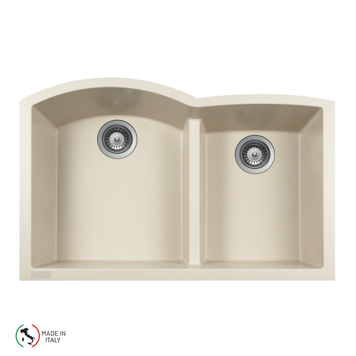 Houzer P-175U Cassiano Italian 33 inch Cloud Undermount 60/40 Double Bowl Granite Kitchen Sink