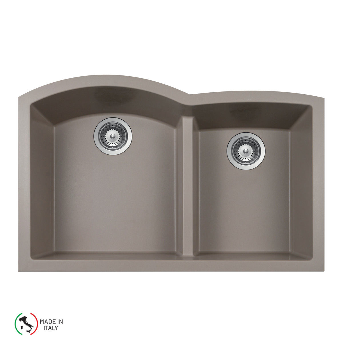 Houzer P-175U Cassiano Italian 33 inch Cloud Undermount 60/40 Double Bowl Granite Kitchen Sink