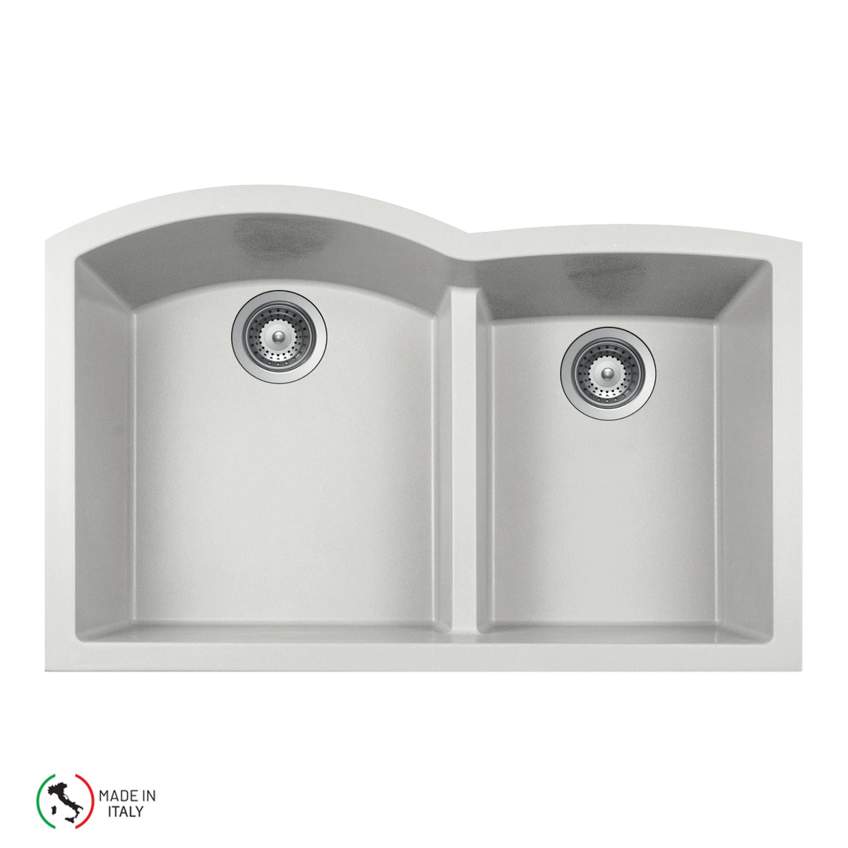 Houzer P-175U Cassiano Italian 33 inch Cloud Undermount 60/40 Double Bowl Granite Kitchen Sink