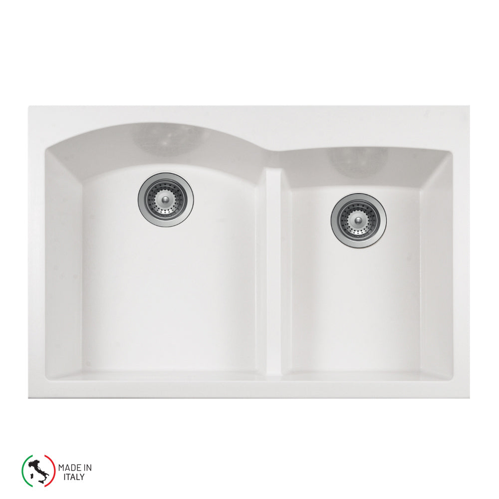 Houzer P-175 Cassiano Italian 33 inch Cloud Drop-in Topmount 60/40 Double Bowl Granite Kitchen Sink - Parent