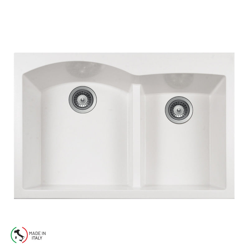 Houzer P-175 Cassiano Italian 33 inch Cloud Drop-in Topmount 60/40 Double Bowl Granite Kitchen Sink - Parent