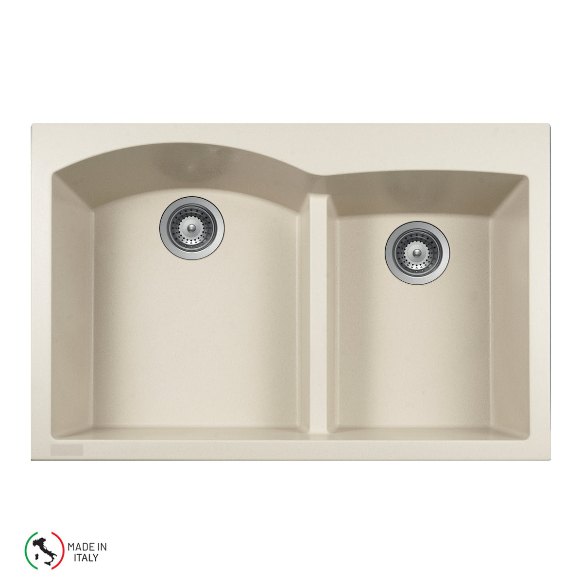 Houzer P-175 Cassiano Italian 33 inch Cloud Drop-in Topmount 60/40 Double Bowl Granite Kitchen Sink