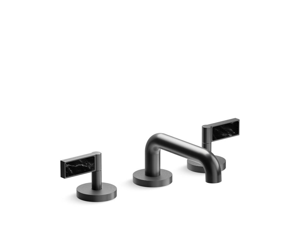 Kallista P24491-NM One Decorative Lavatory Bathroom Sink Faucet, Lever Handles, Nero Marquina Stone Inserts