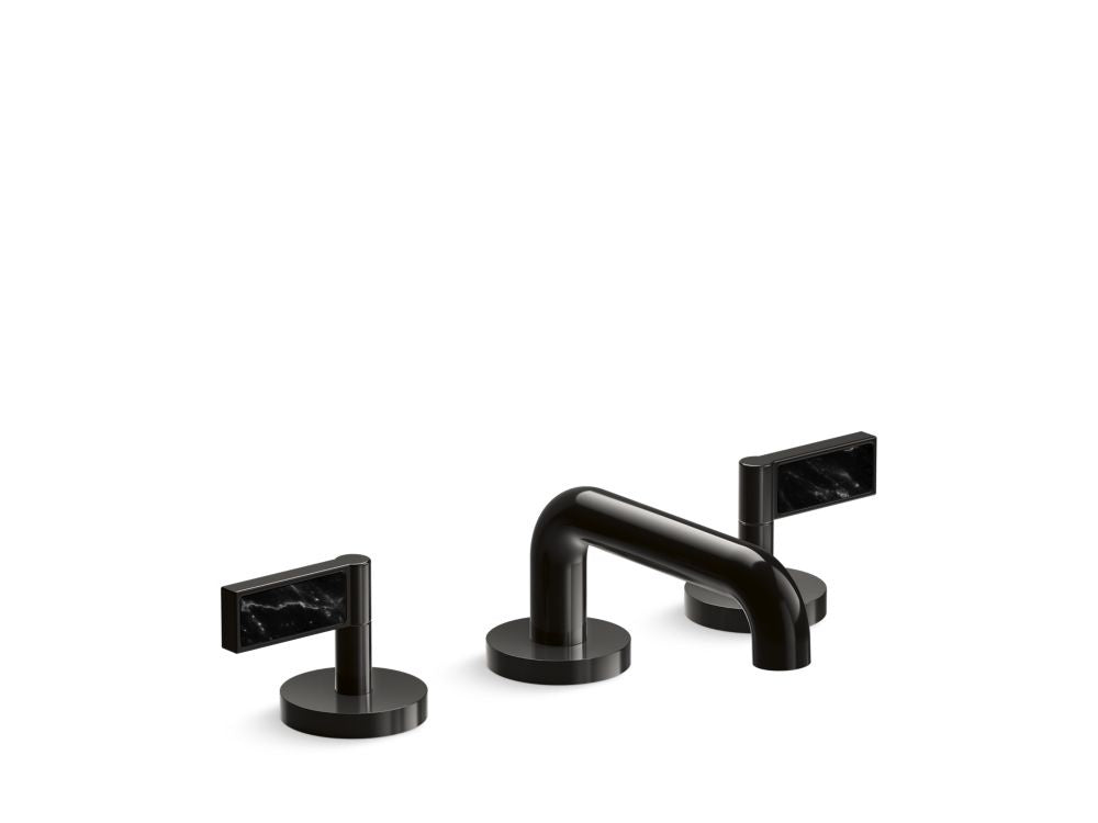 Kallista P24491-NM One Decorative Lavatory Bathroom Sink Faucet, Lever Handles, Nero Marquina Stone Inserts