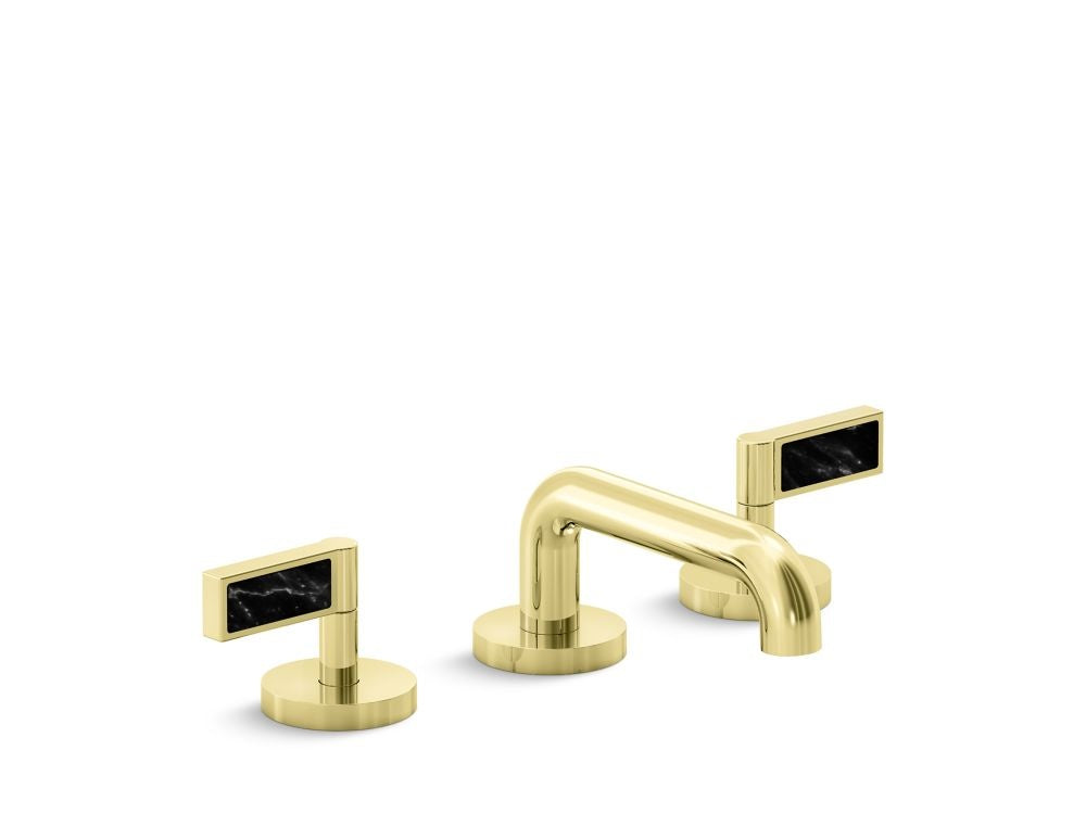 Kallista P24491-NM One Decorative Lavatory Bathroom Sink Faucet, Lever Handles, Nero Marquina Stone Inserts